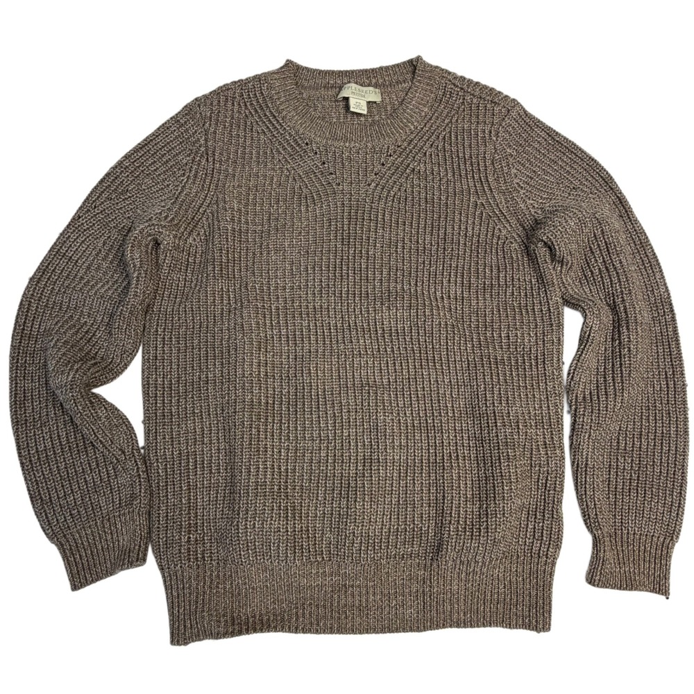 Appleseed's Petites Ribbed Knit Sweater Neutral Cotton Blend‎